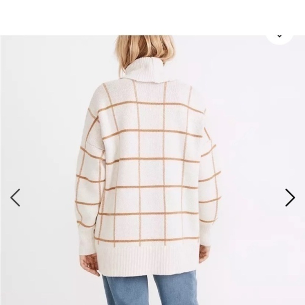 Madewell Window Pane Long Sleeve Turtle Neck Sweater Size Small - Picture 3 of 8
